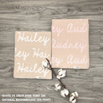 TinyBitz knitted cotton blanket in oatmeal, personalised with your own name!