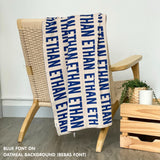 Custom cotton blanket as a gift for her/him, knitted in oatmeal and xxx by TinyBitz.