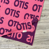 TinyBitz knitted cotton blanket in rose pink and eggplant, personalised with your own name!