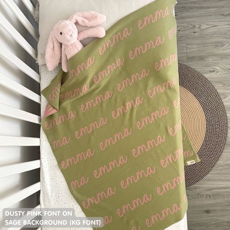 Personalized Blanket for Babies and Kids (Sage Background)