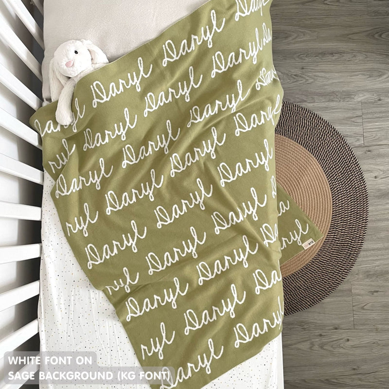 Personalized Blanket for Babies and Kids (Sage Background)