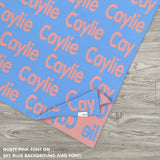 TinyBitz knitted cotton blanket in sky blue and dusty pink, personalised with your own name!