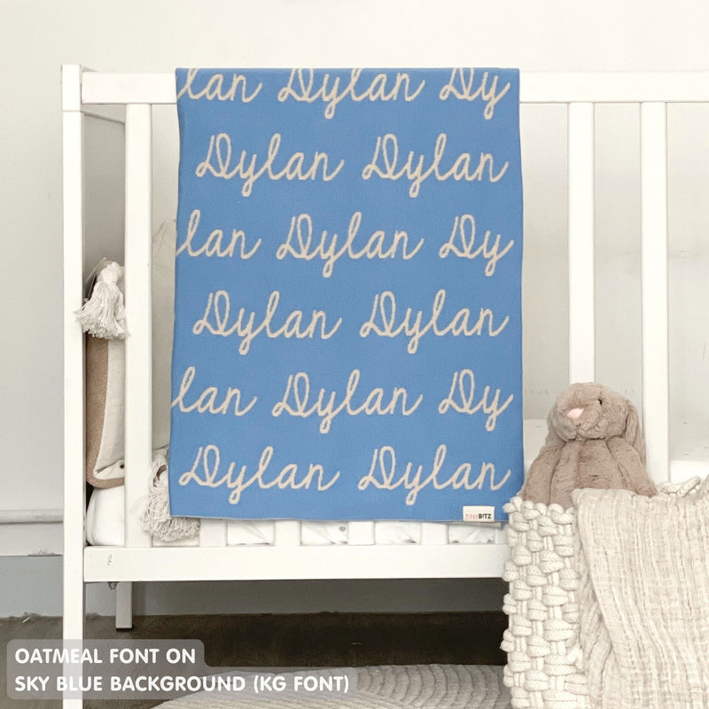 Personalized Blanket for Babies and Kids (Sky Blue Background)