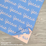 TinyBitz knitted cotton blanket in sky blue and peach, personalised with your own name!