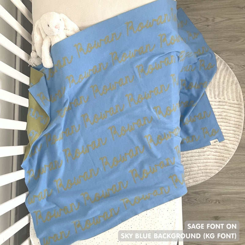 Personalized Blanket for Babies and Kids (Sky Blue Background)