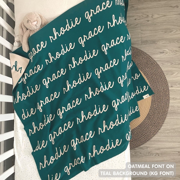 Personalized Blanket for Babies and Kids (Teal Background)