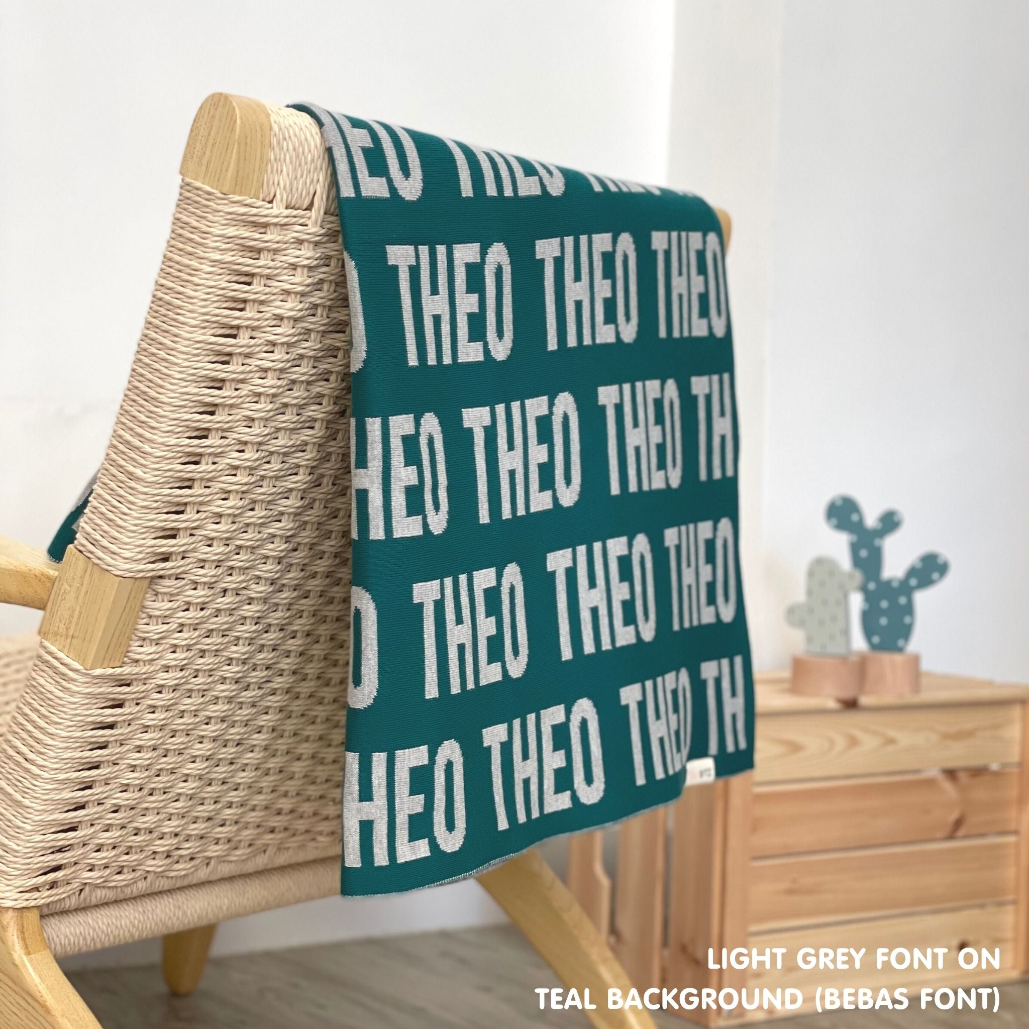 Personalized Blanket for Babies (Teal Background)
