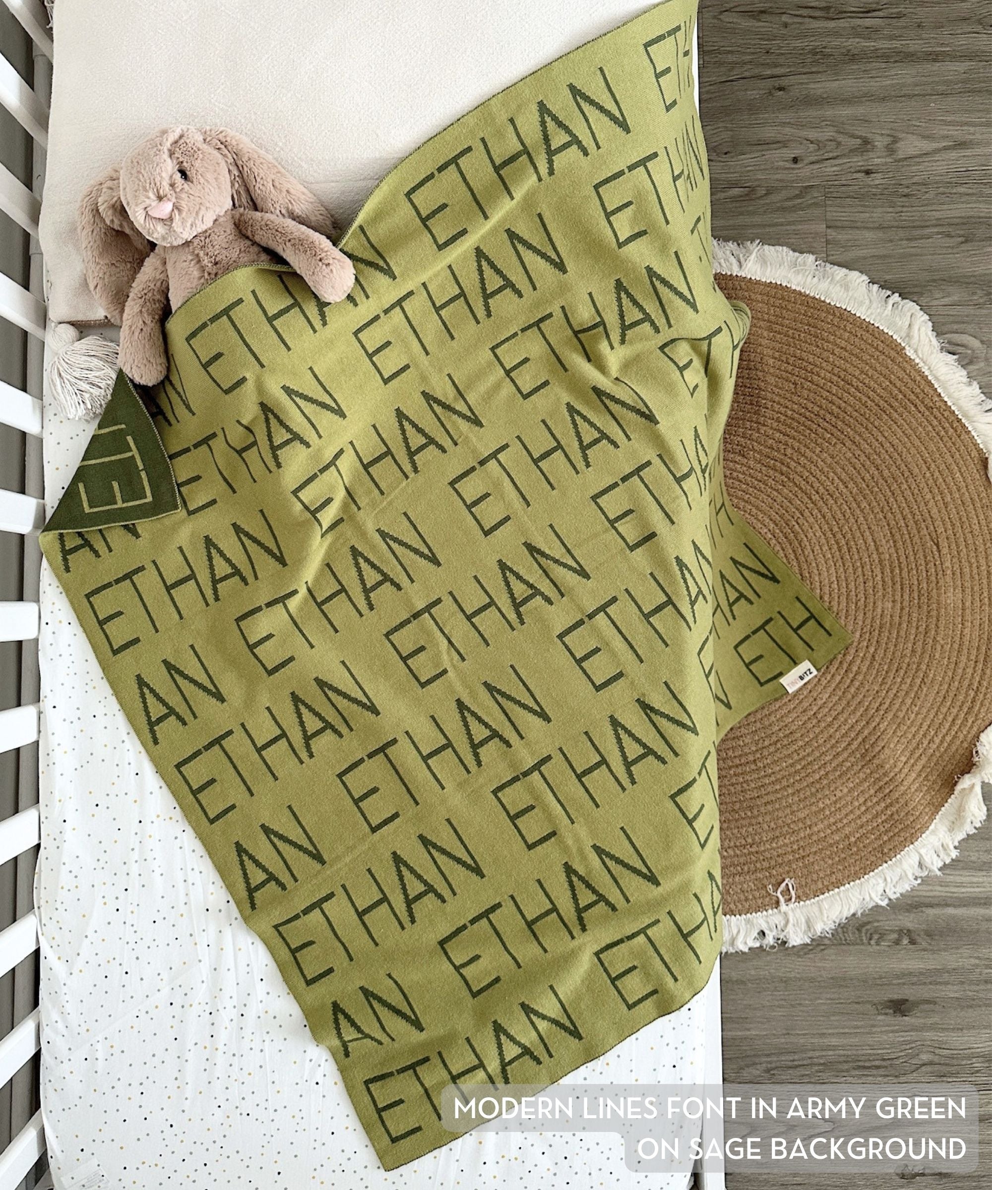 Personalized Blanket for Babies (Sage Background)