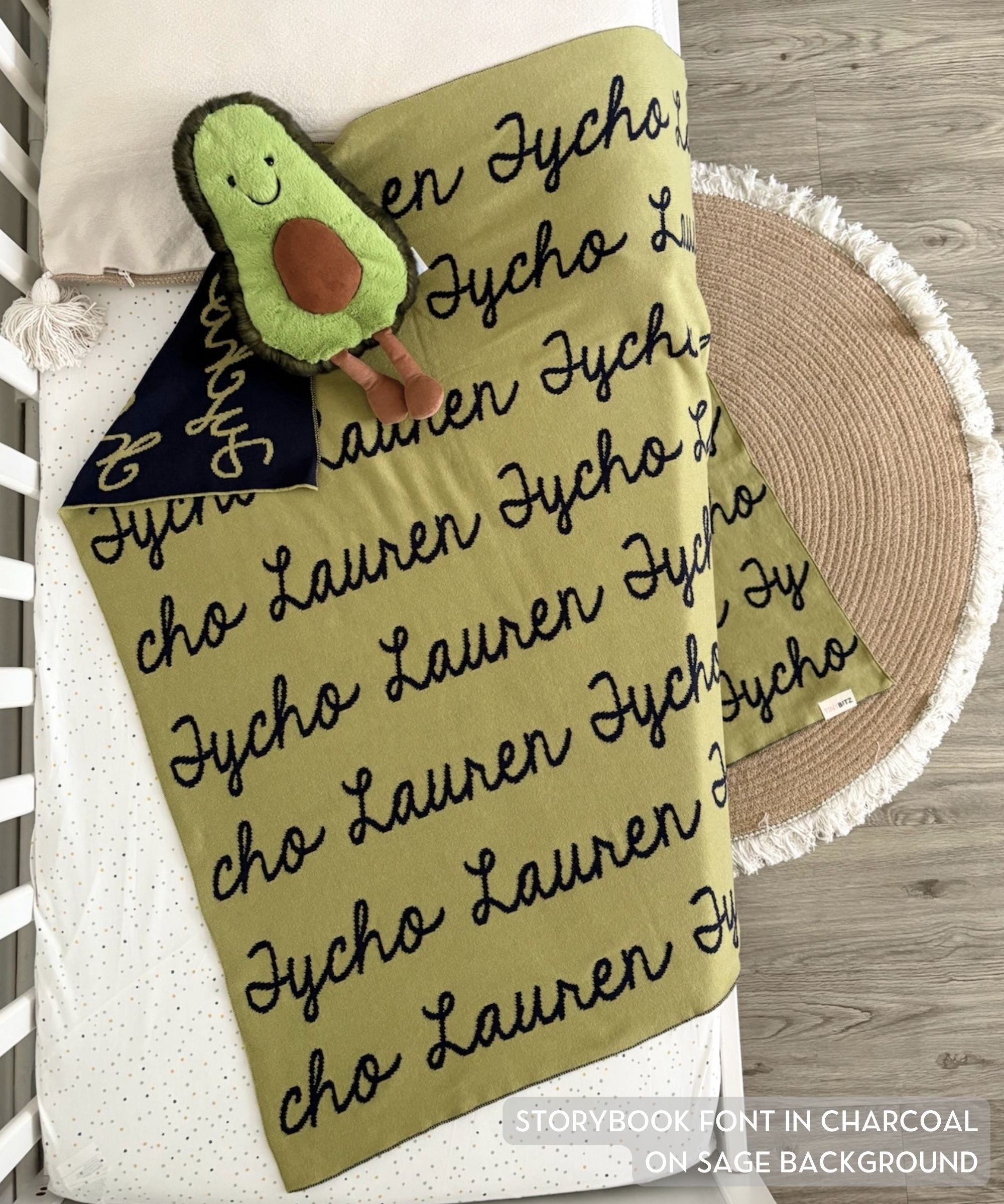 Personalized Blanket for Babies (Sage Background)