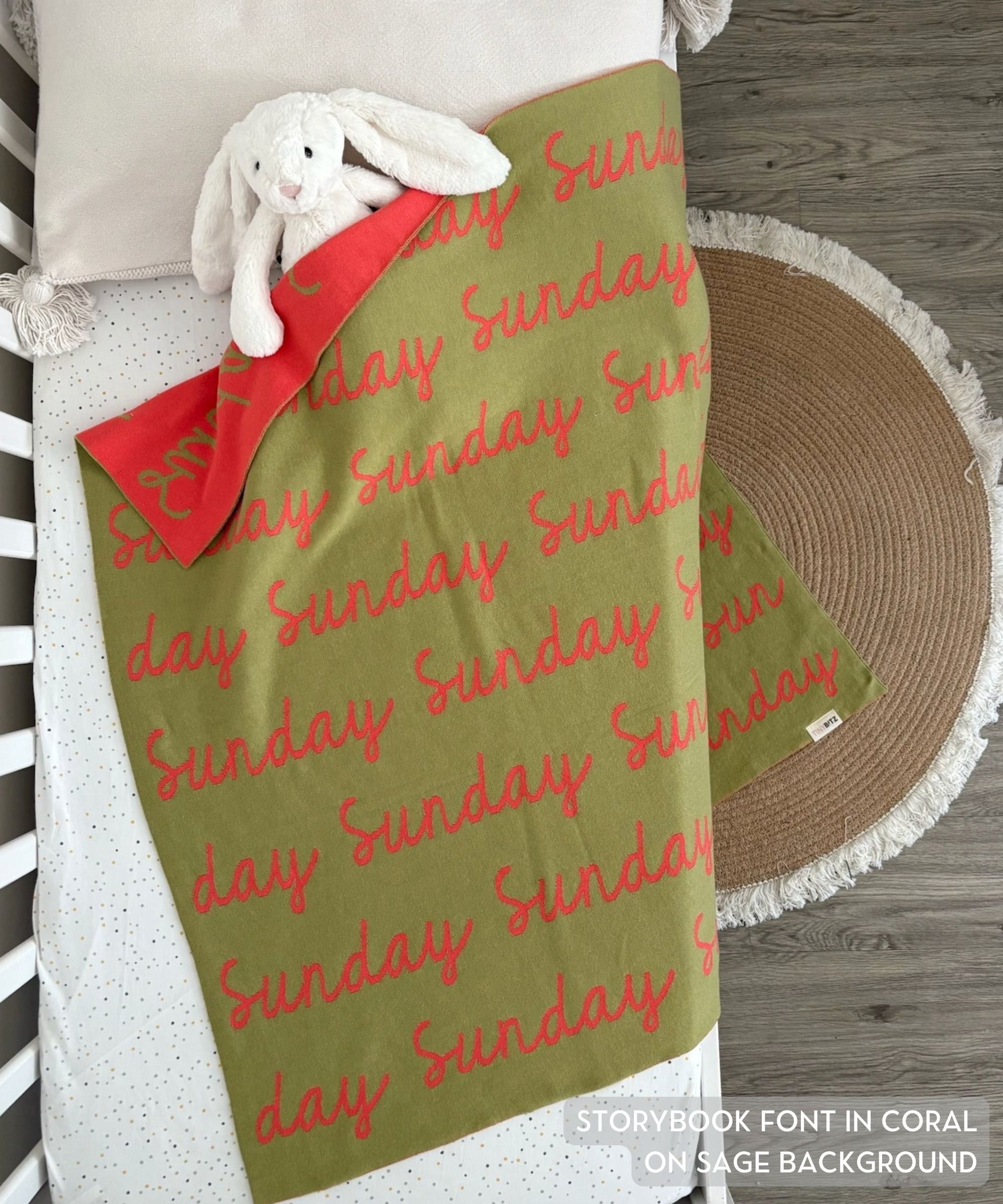 Personalized Blanket for Babies (Sage Background)