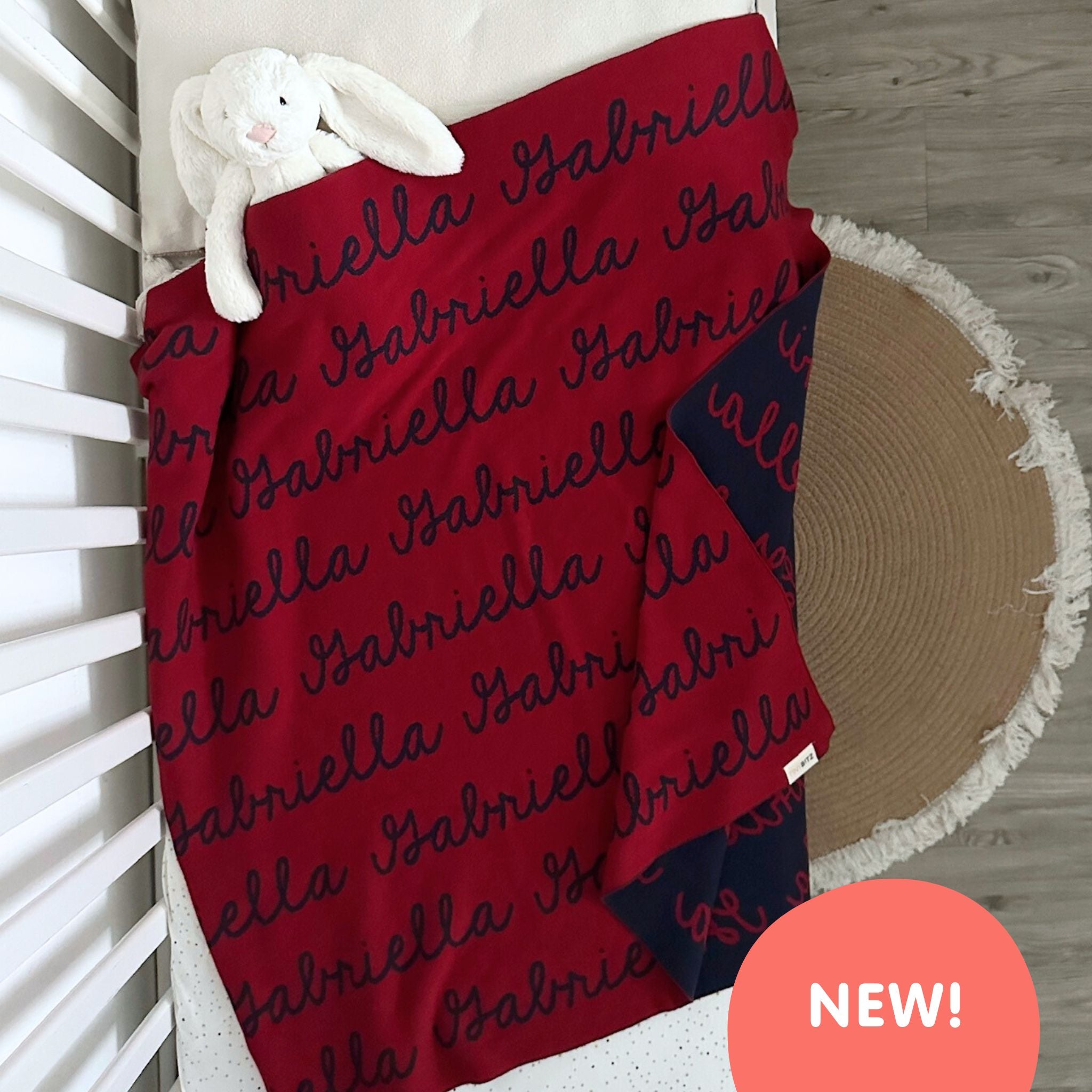 Personalized Blanket for Babies (Berry Red Background)