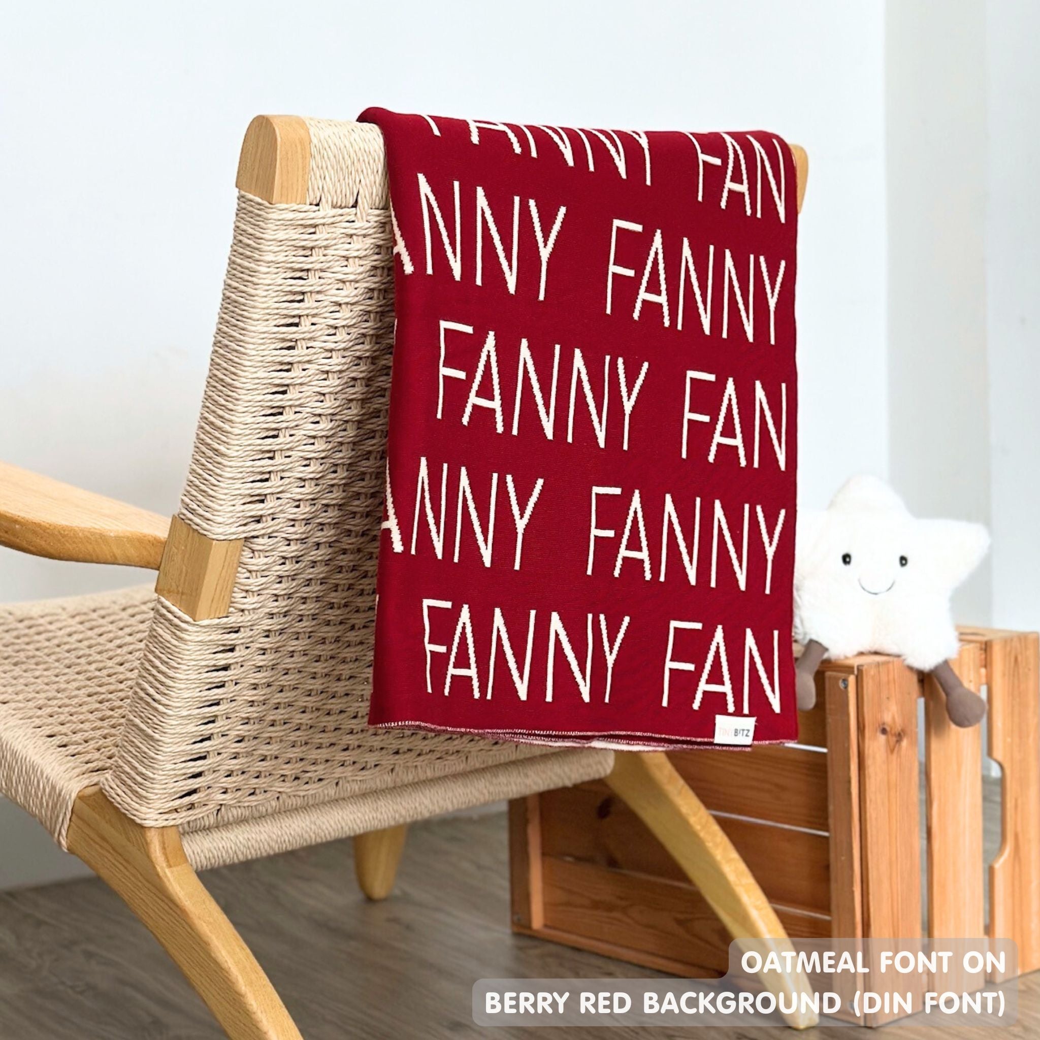 Personalized Blanket for Babies (Berry Red Background)