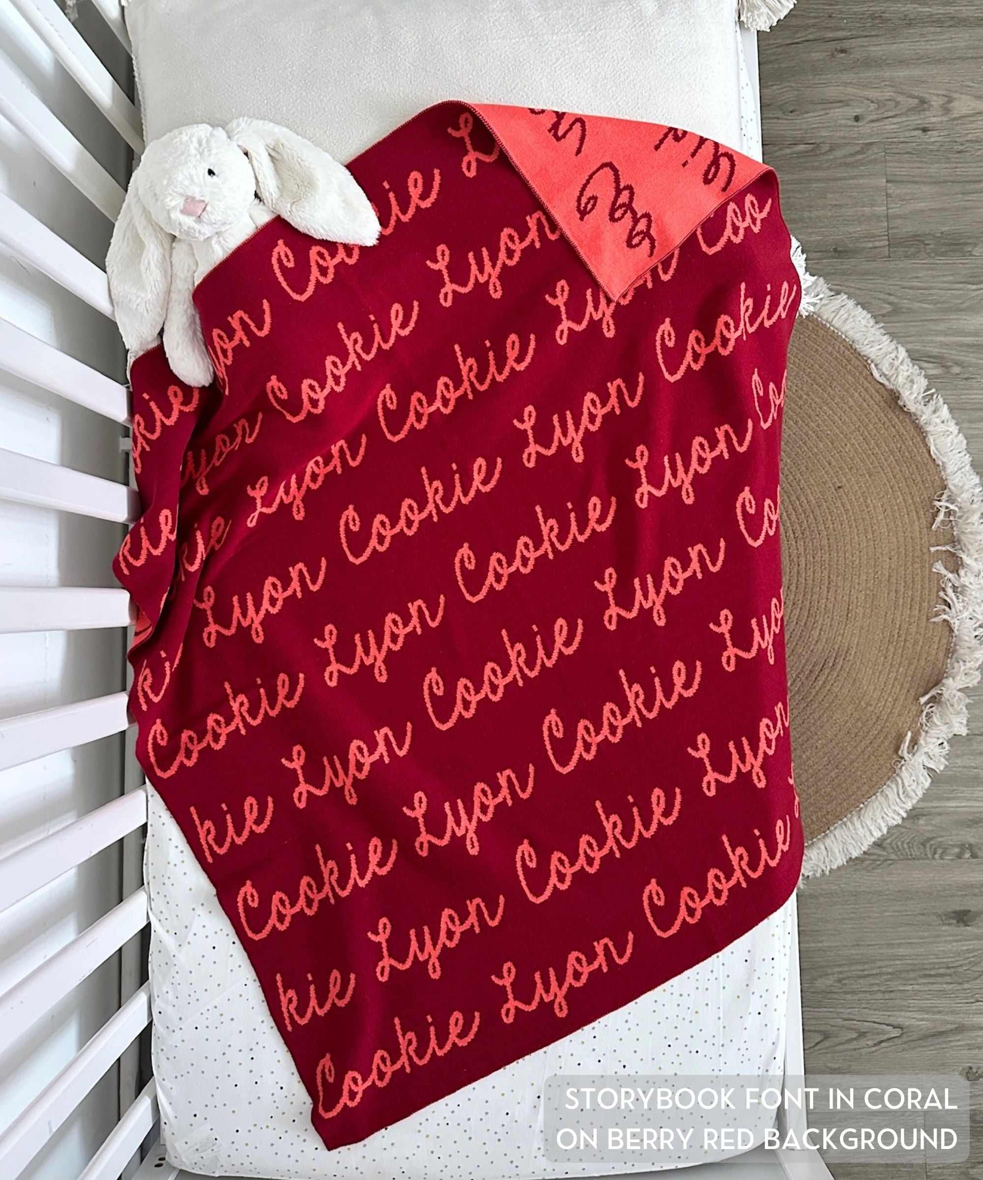 Personalized Blanket for Babies (Berry Red Background)