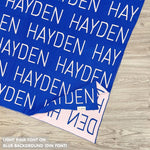 TinyBitz Personalized kids blanket in blue and light pink, a keepsake gift for your child.