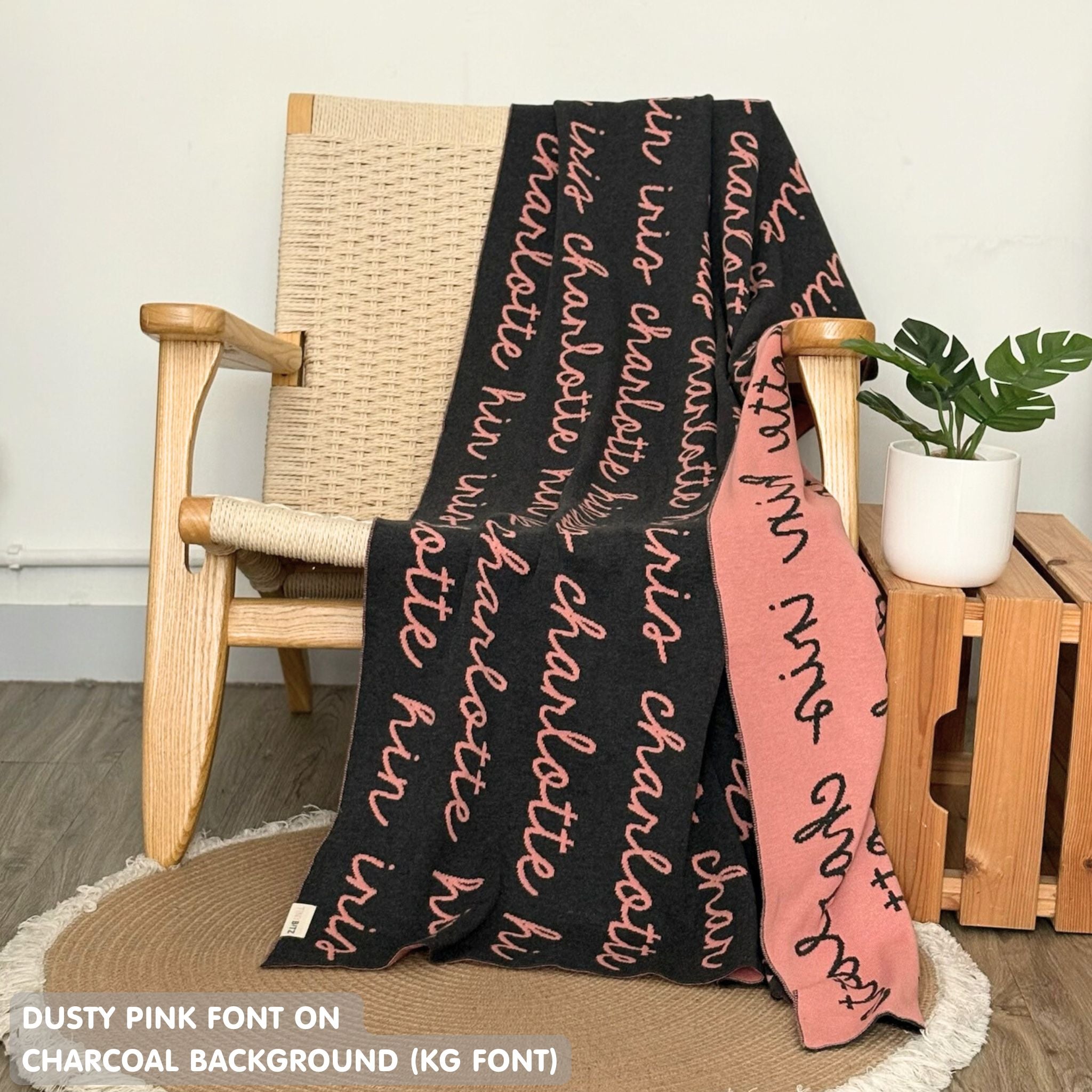 Personalized Blanket for Adults (Charcoal Background)