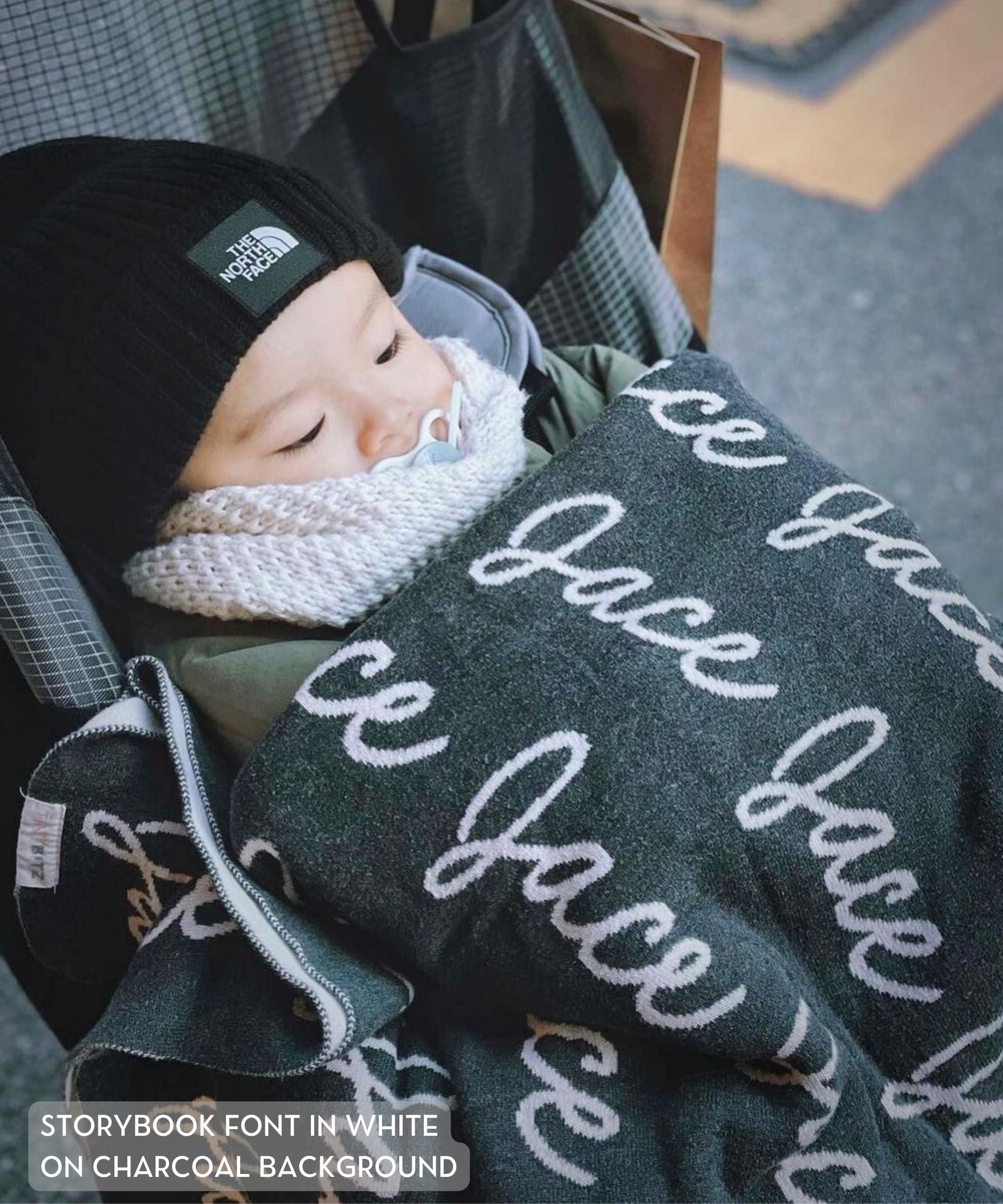 Personalized Blanket for Babies (Charcoal Background)