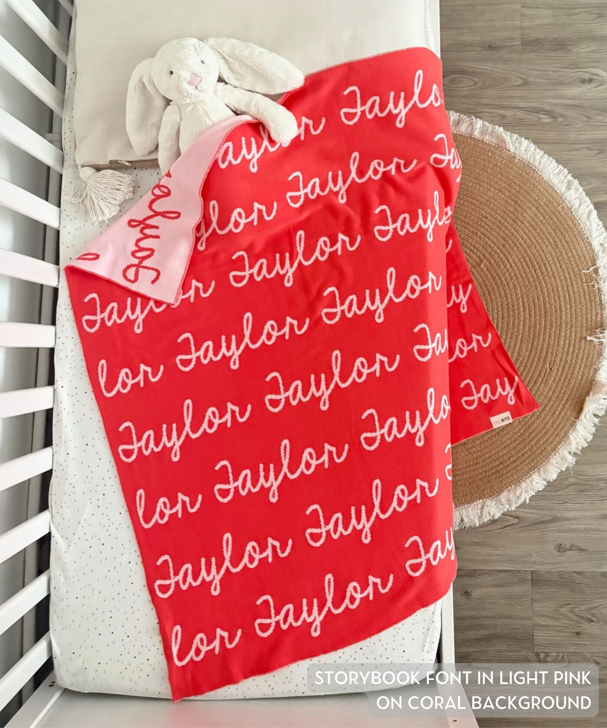 Personalized Blanket for Babies (Coral Background)