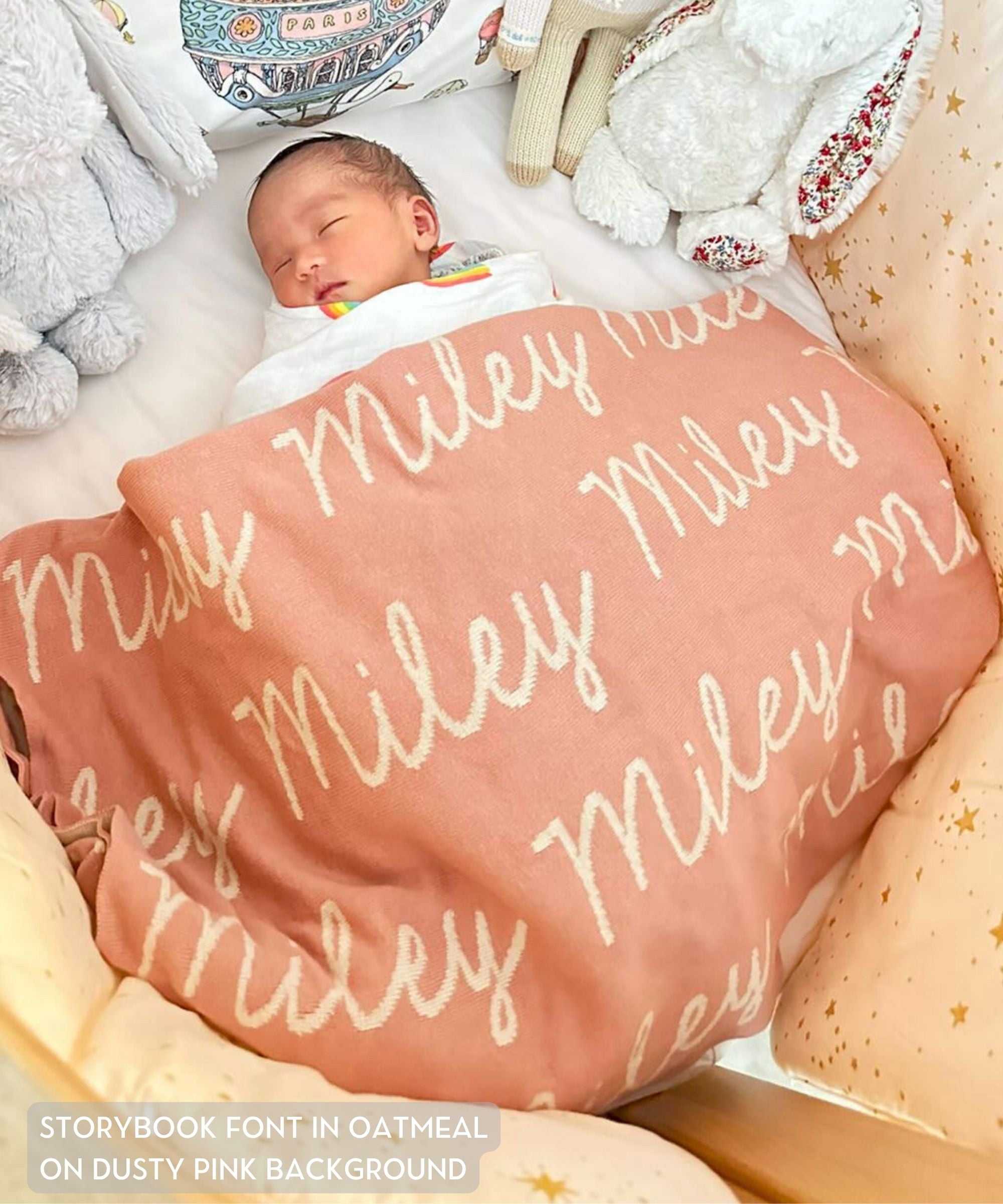 Personalized Blanket for Babies (Dusty Pink Background)
