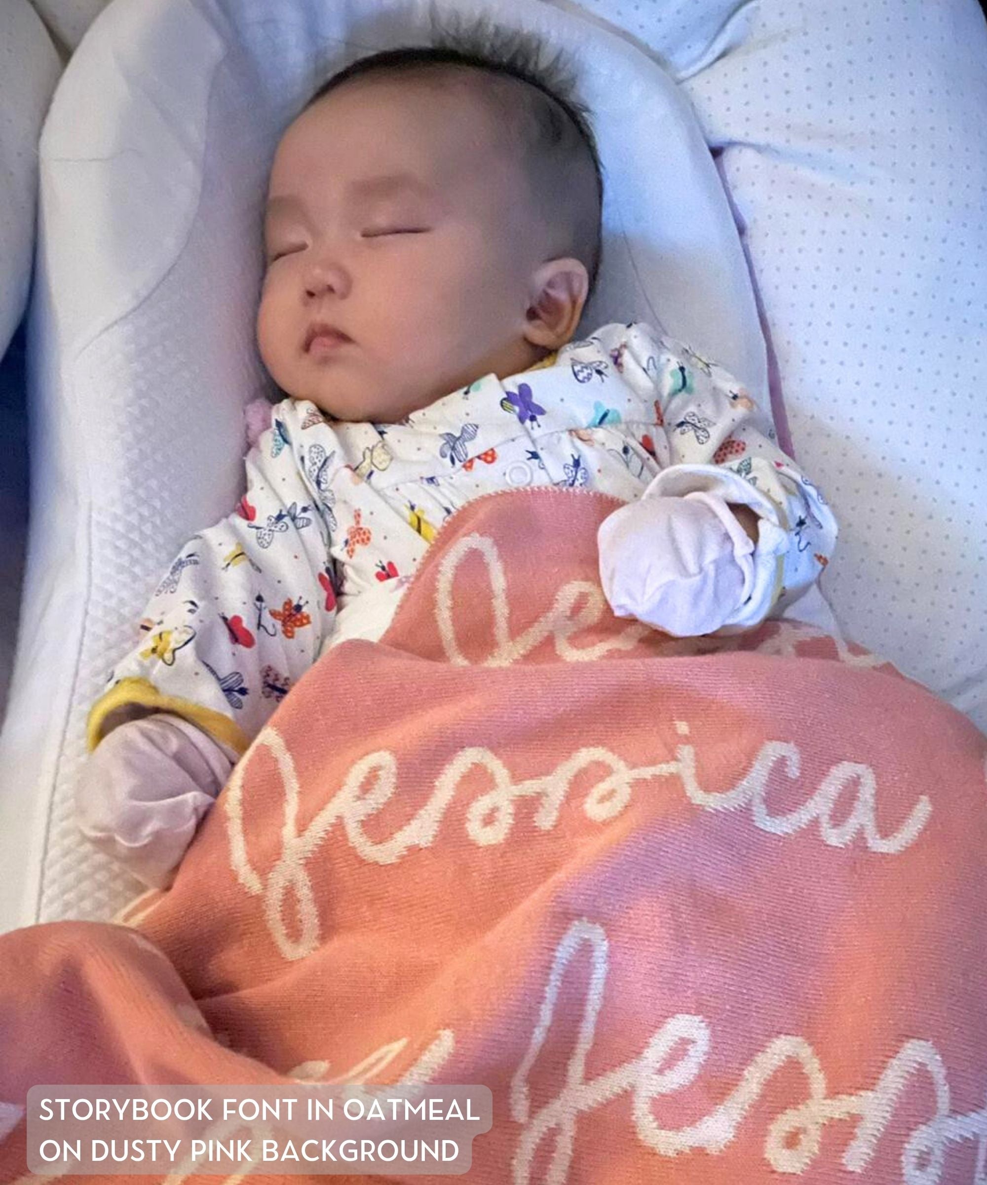 Personalized Blanket for Babies (Dusty Pink Background)