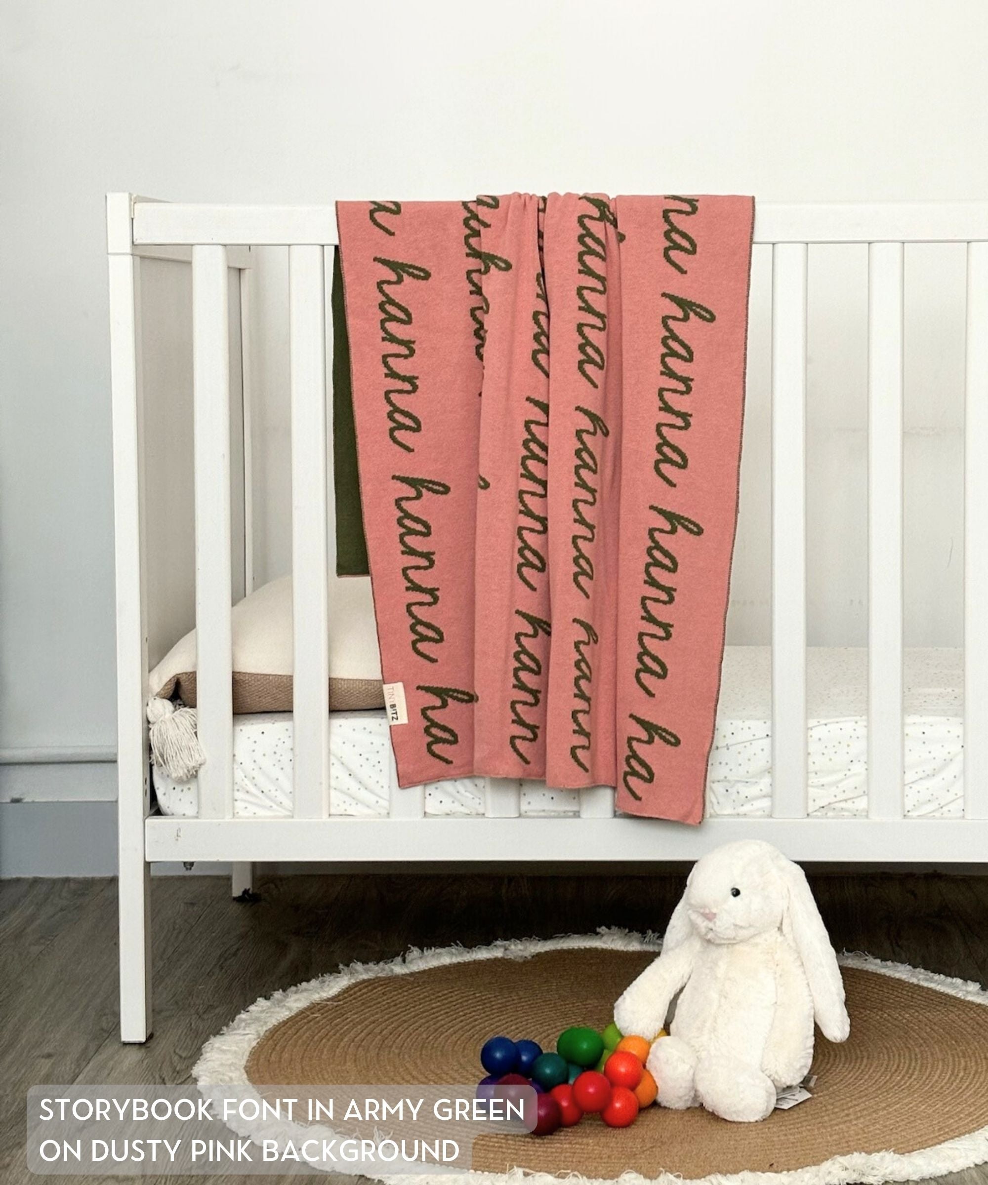 Personalized Blanket for Babies (Dusty Pink Background)