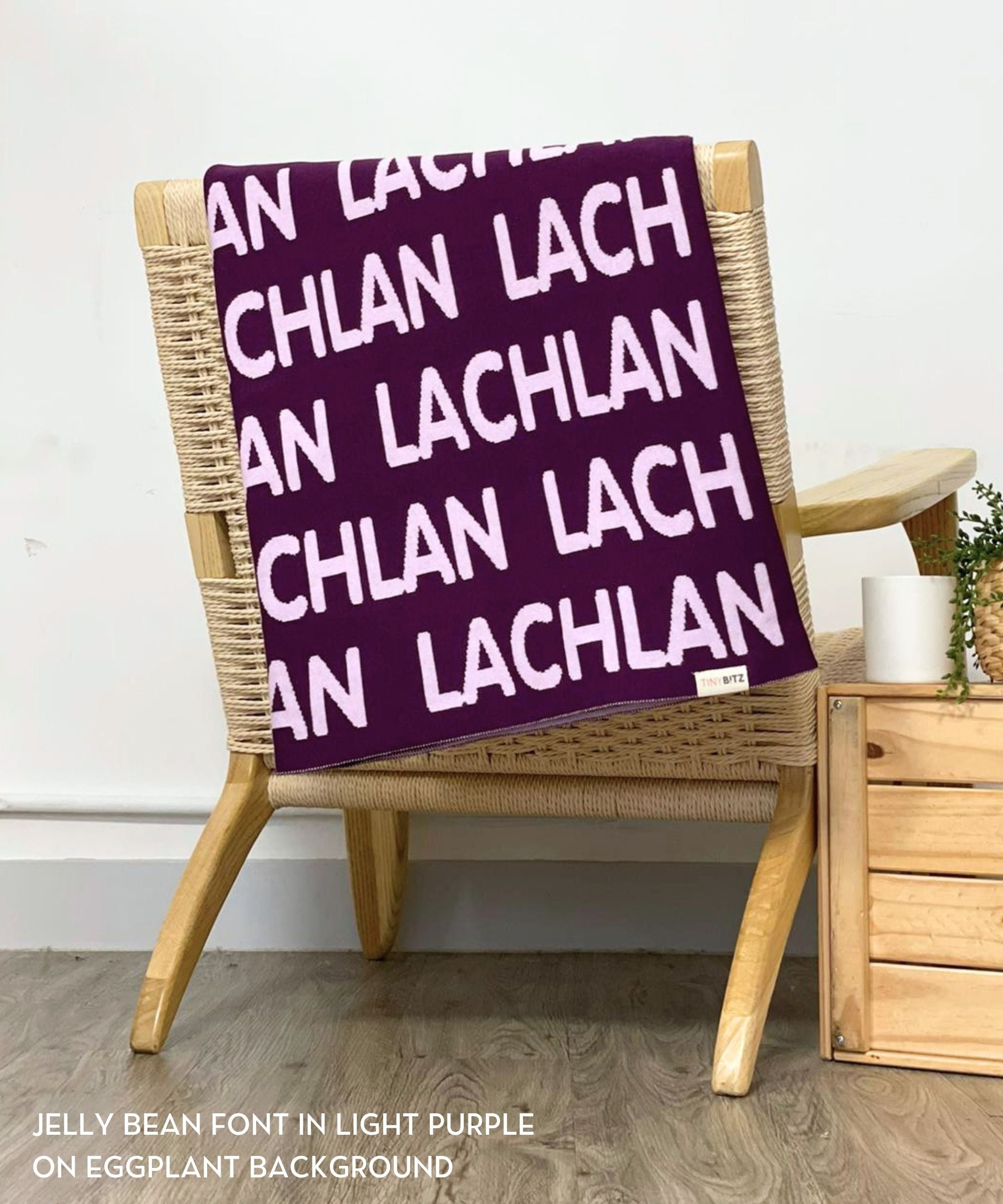 Personalized Blanket for Adults (Eggplant Background)