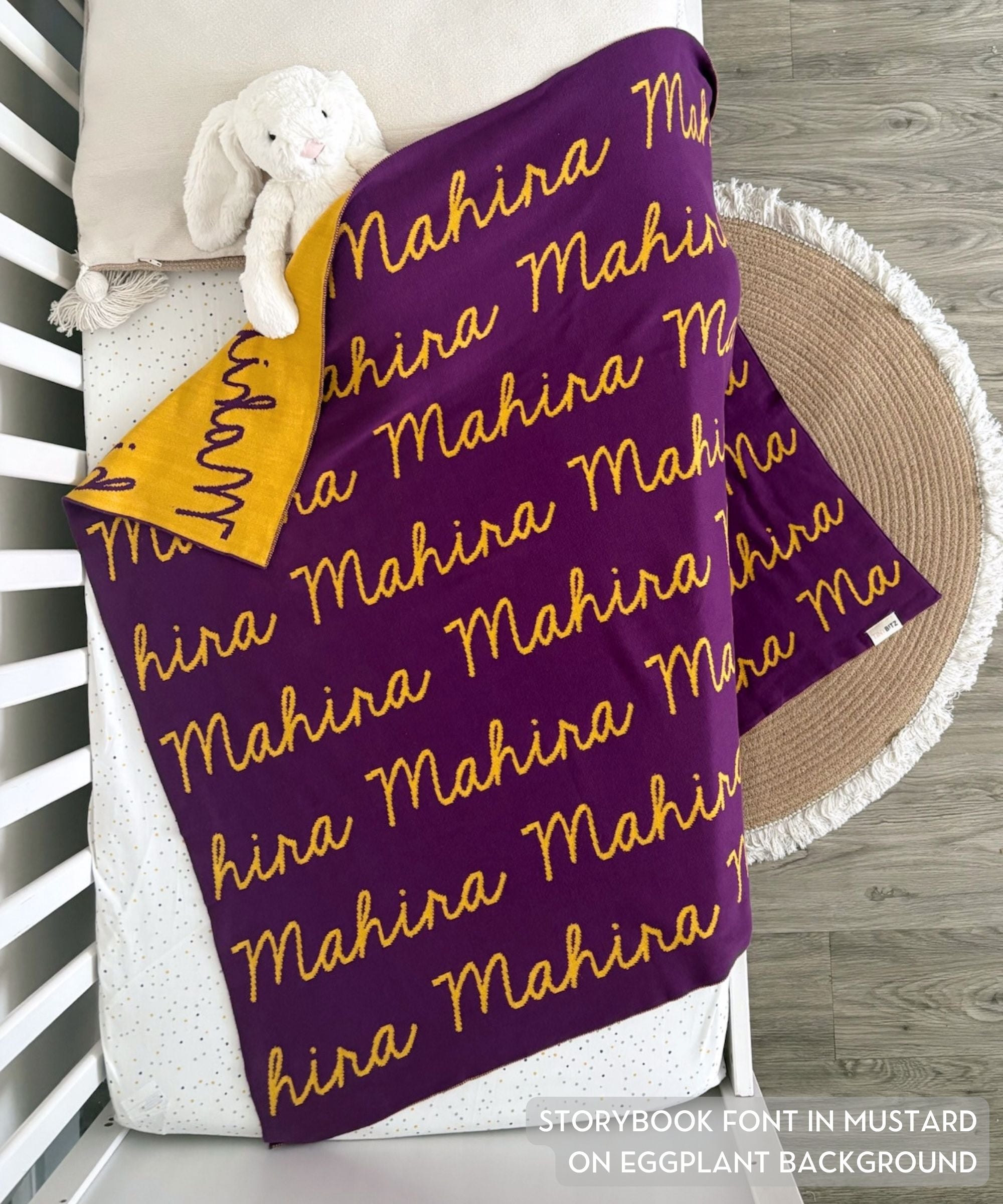 Personalized Blanket for Babies (Eggplant Background)