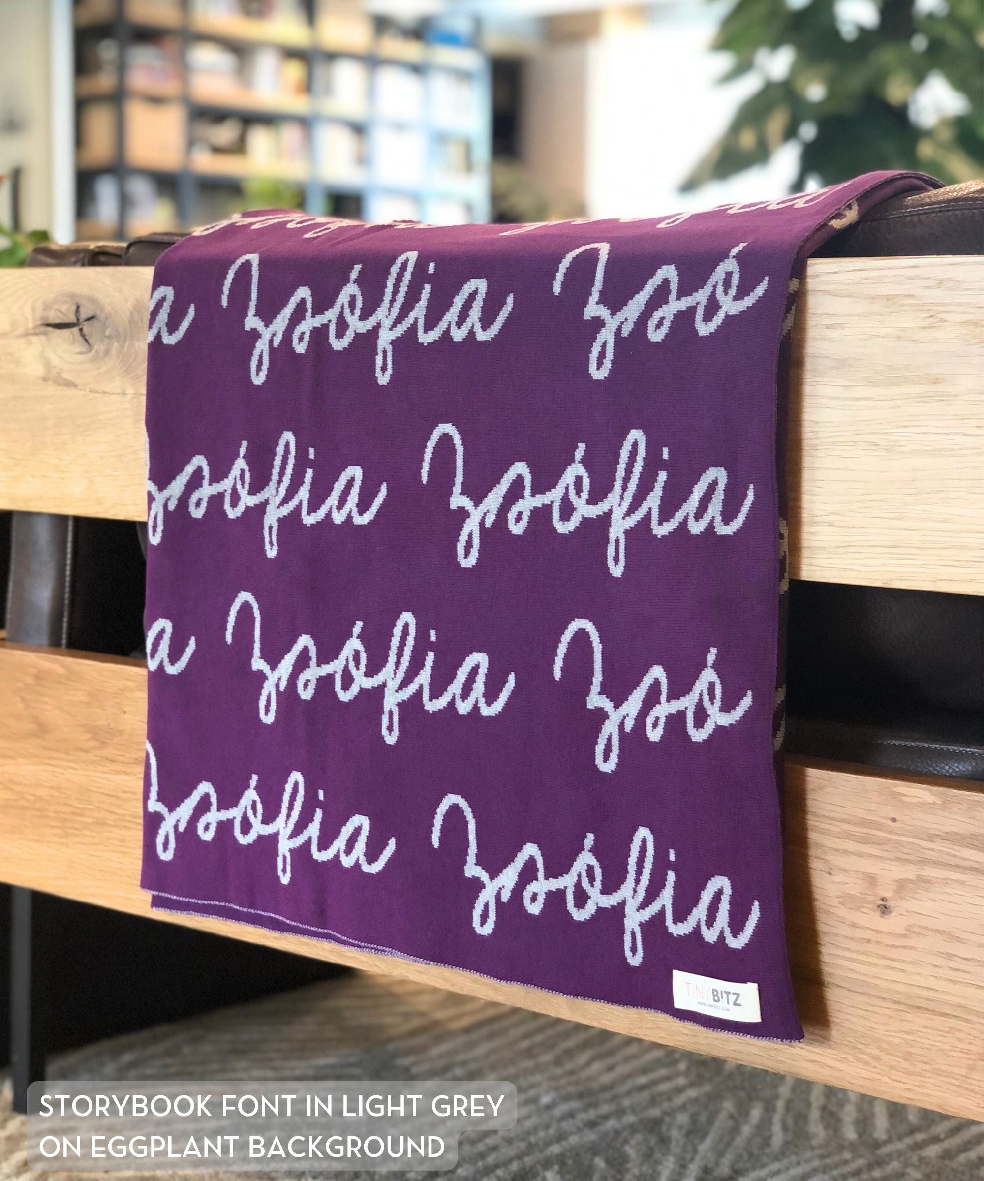 Personalized Blanket for Adults (Eggplant Background)