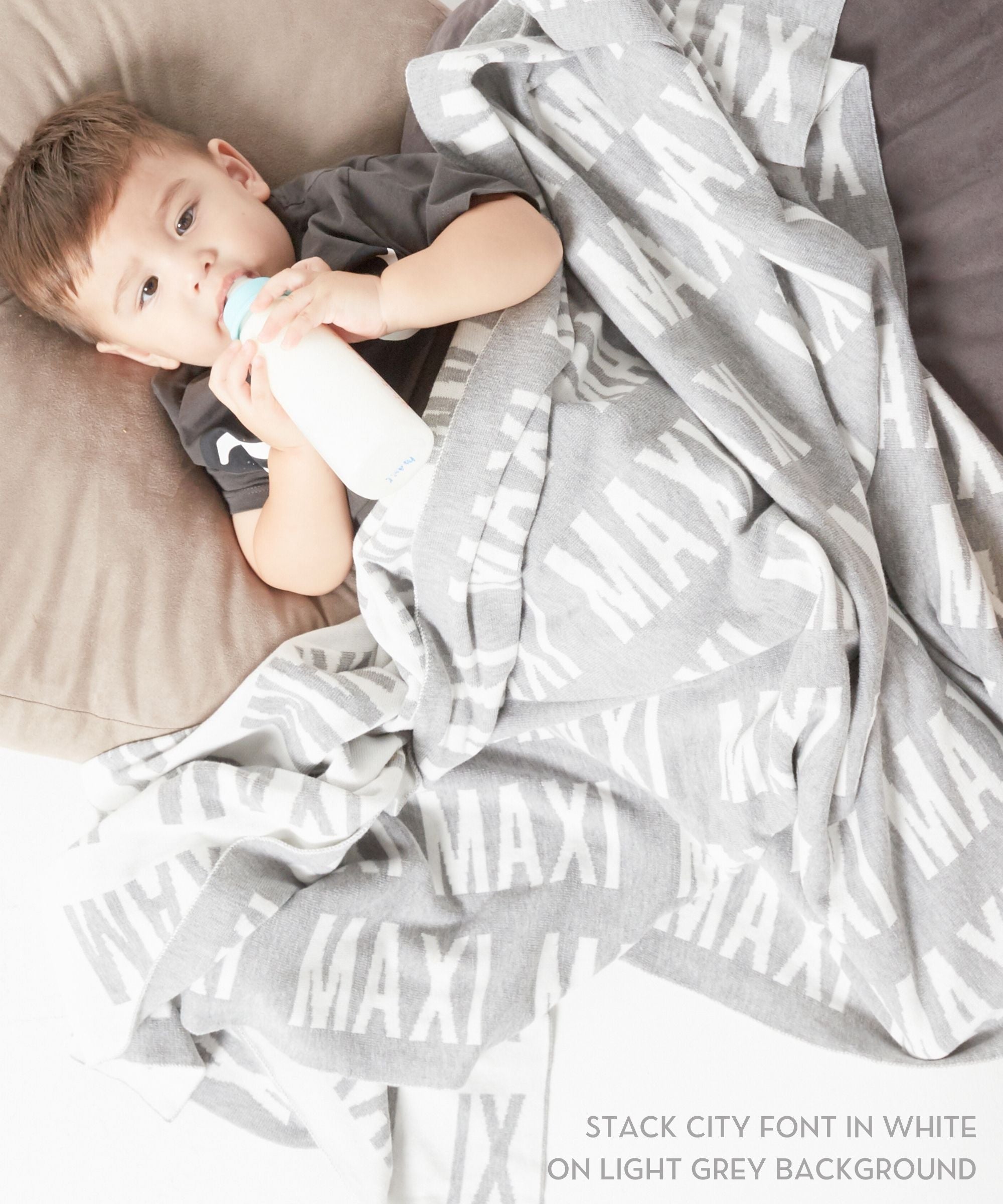 Personalized Blanket for Babies (Light Grey Background)