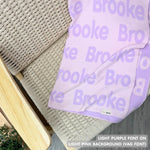 TinyBitz Custom blanket for girls, knitted from light pink and light purple, making the perfect birthday gift!