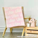 TinyBitz Personalized kids blanket in light pink and white, a keepsake gift for your child.
