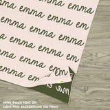 TinyBitz Personalized kids knitted name blanket in light pink and army green, perfect as a birthday gifts for kids!