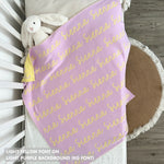 TinyBitz Custom blanket for girls, knitted from light purple and light yellow, making the perfect birthday gift!