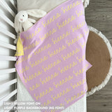 TinyBitz Custom blanket for girls, knitted from light purple and light yellow, making the perfect birthday gift!