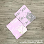 TinyBitz Kids Blanket in light purple background, personalized with child's name and made from 100% cotton.