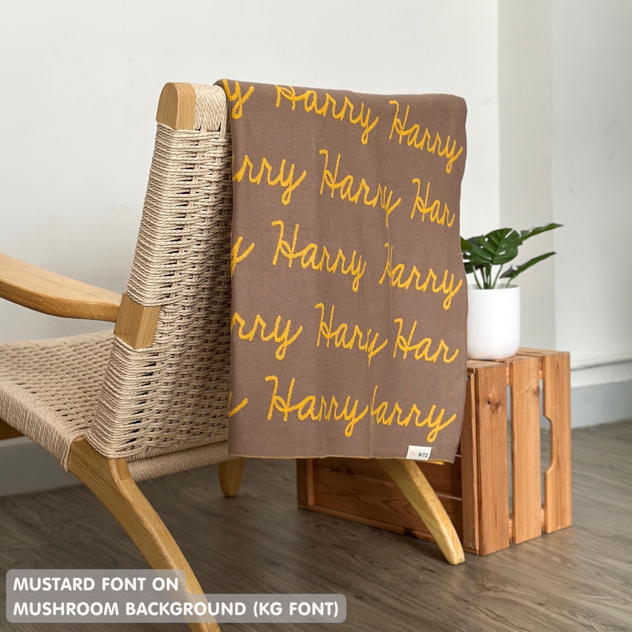 Personalized Blanket for Kids (Mushroom Background)