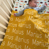 Personalized Blanket for Babies (Mustard Background)