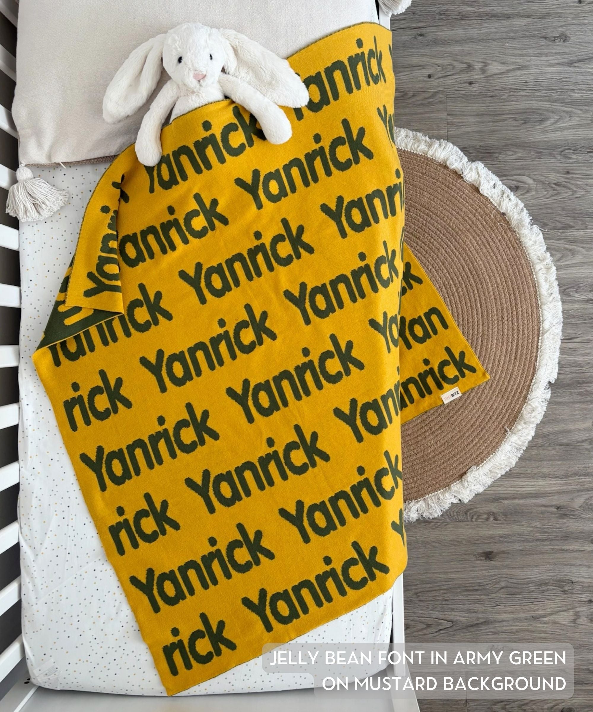 Personalized Blanket for Babies (Mustard Background)
