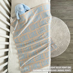 TinyBitz personalized boys knitted name blanket in oatmeal, perfect gift for birthdays and special occasions!