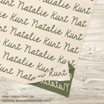 TinyBitz Kids Blanket in oatmeal and army green, personalized with child's name and made from 100% cotton.