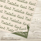 TinyBitz Kids Blanket in oatmeal and army green, personalized with child's name and made from 100% cotton.