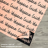 Knitted Children blanket in peach and charcoal, customised with kid's name, made by TinyBitz.