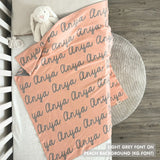 TinyBitz Custom blanket for girls, knitted from peach and light grey, making the perfect birthday gift!