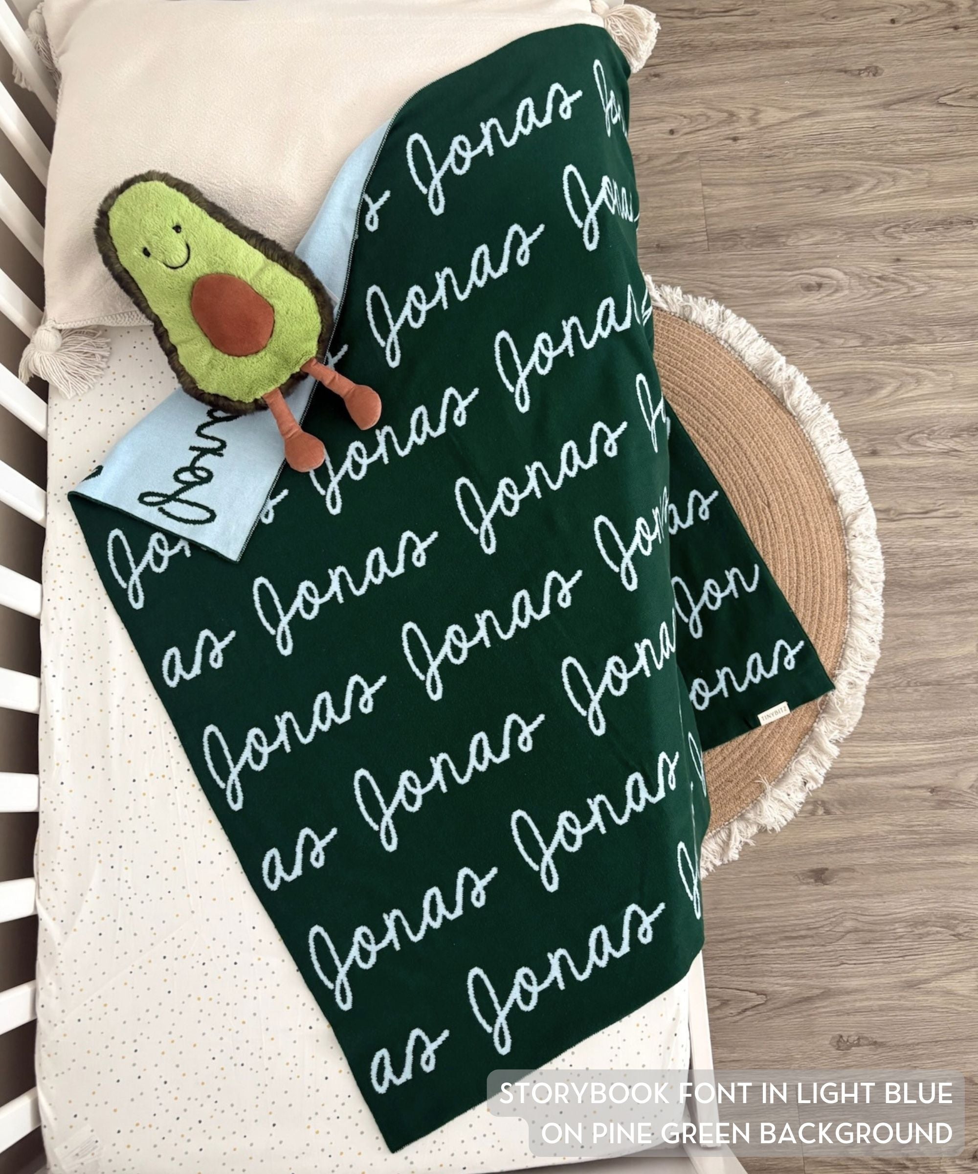 Personalized Blanket for Babies (Pine Green Background)