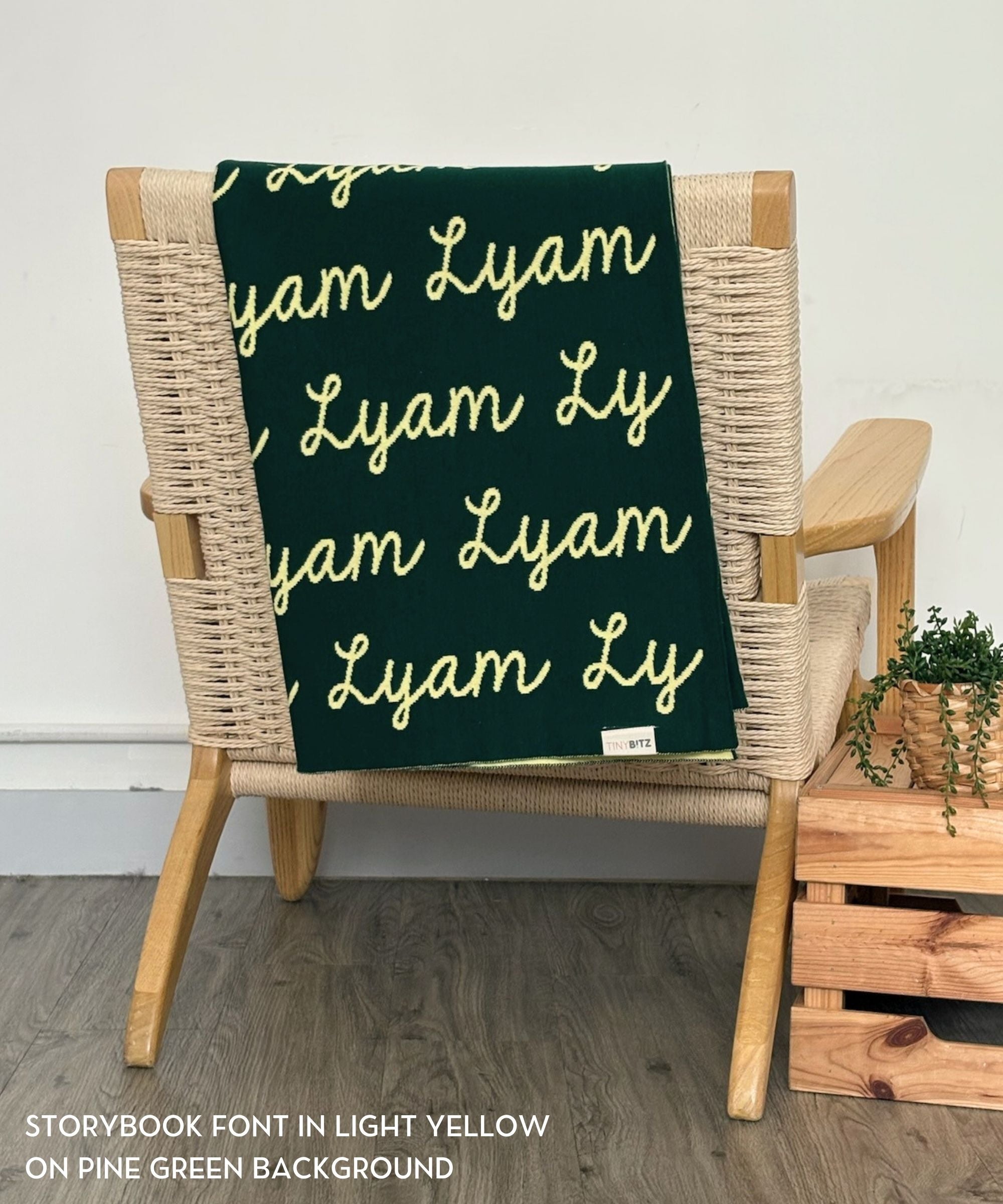 Personalized Blanket for Kids (Pine Green Background)