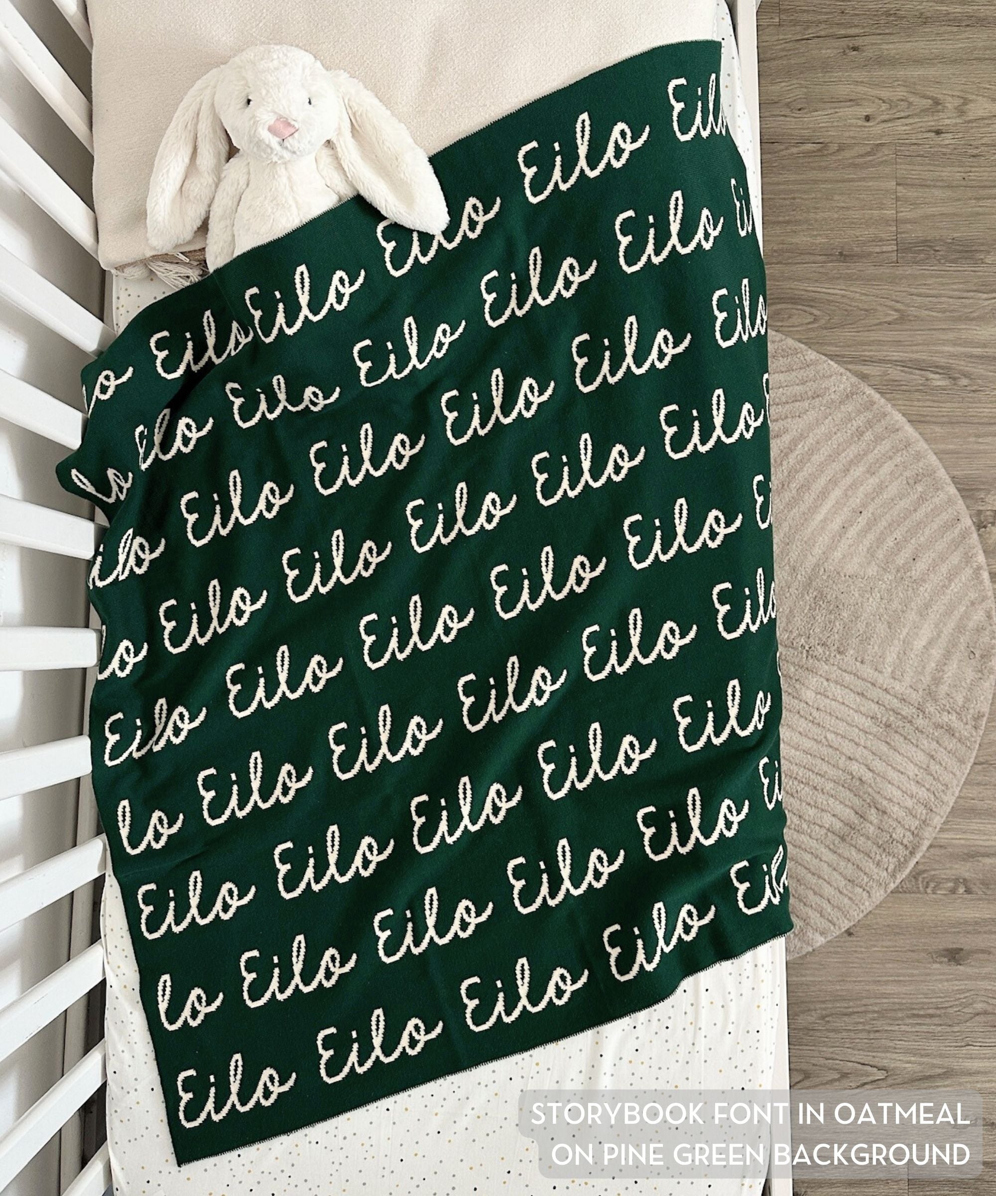 Personalized Blanket for Babies (Pine Green Background)