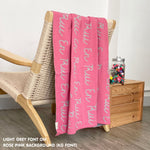 TinyBitz Custom blanket for boys, knitted from rose pink and light grey, making the perfect birthday gift!