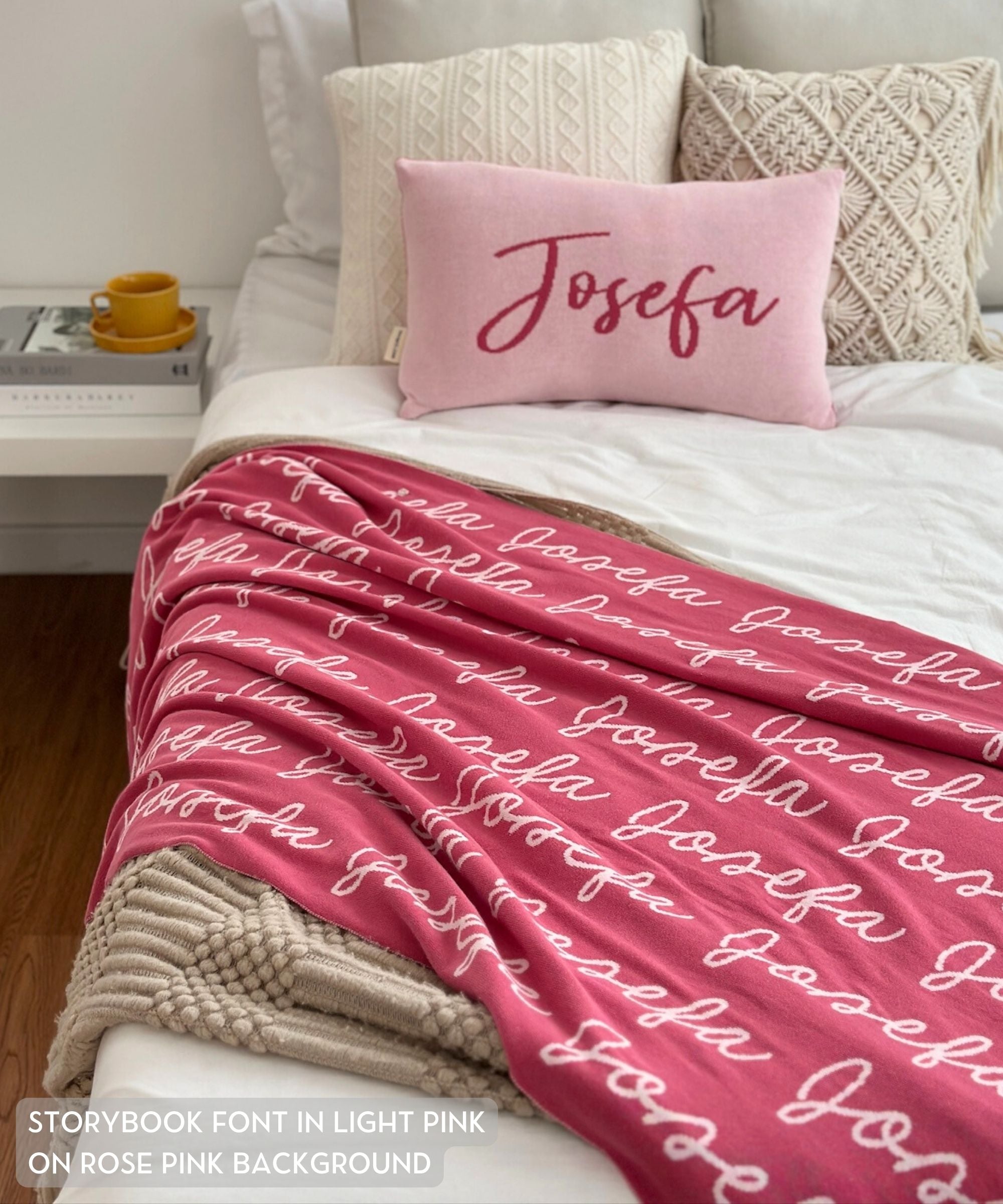 Personalized Blanket for Adults (Rose Pink Background)