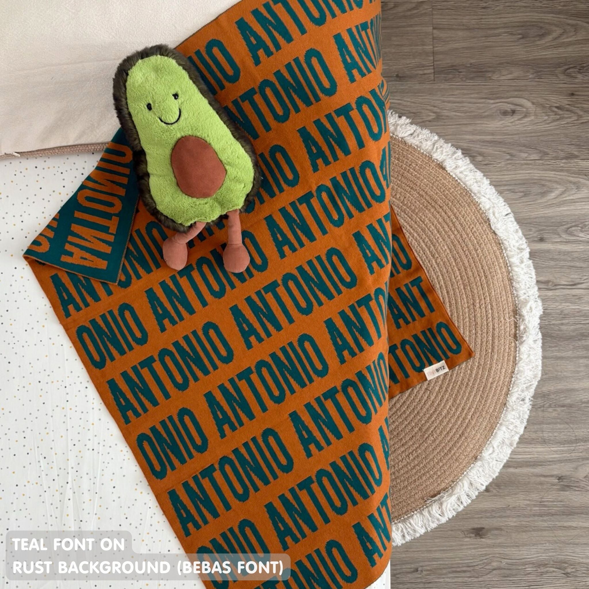 Personalized Blanket for Babies (Rust Background)