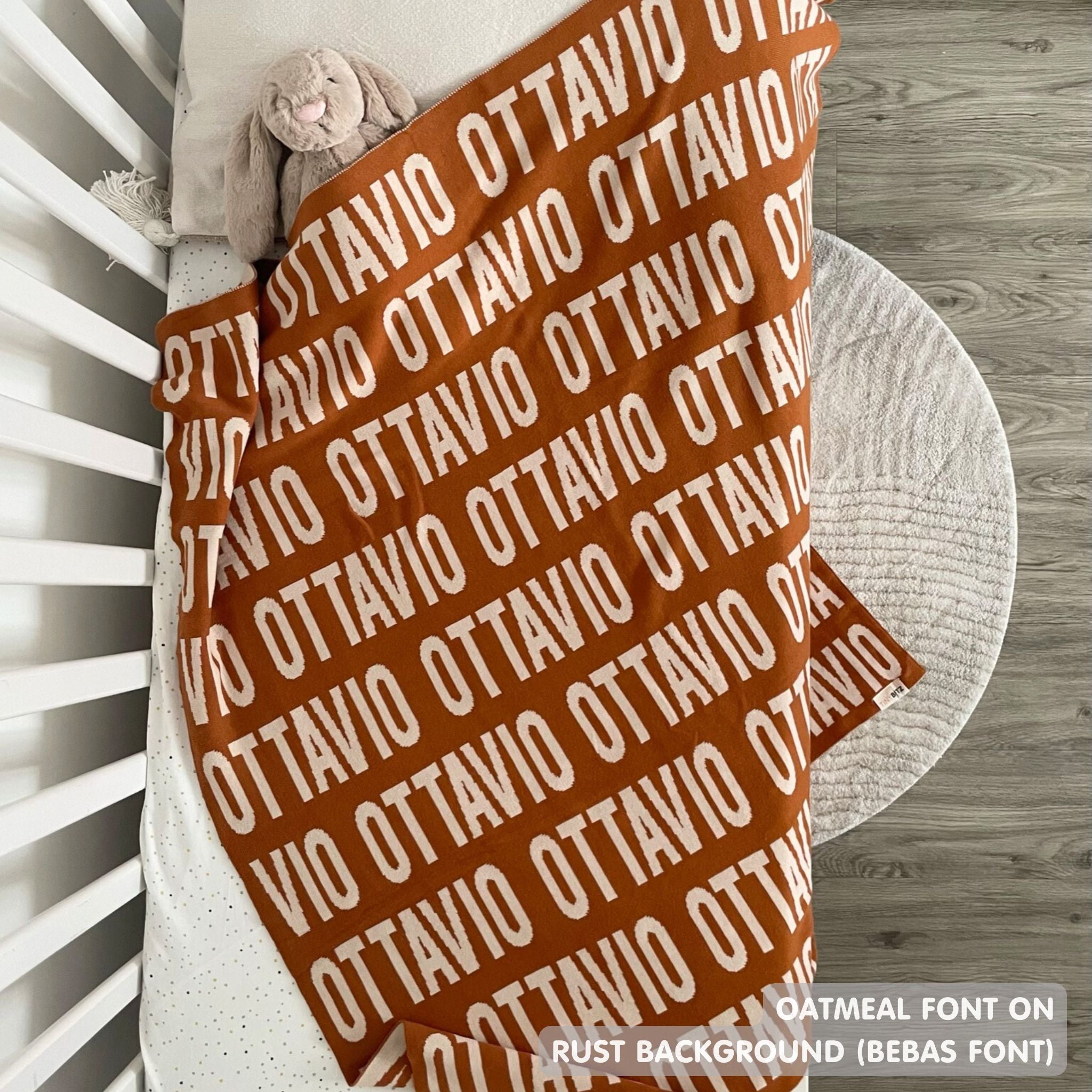 Personalized Blanket for Babies (Rust Background)