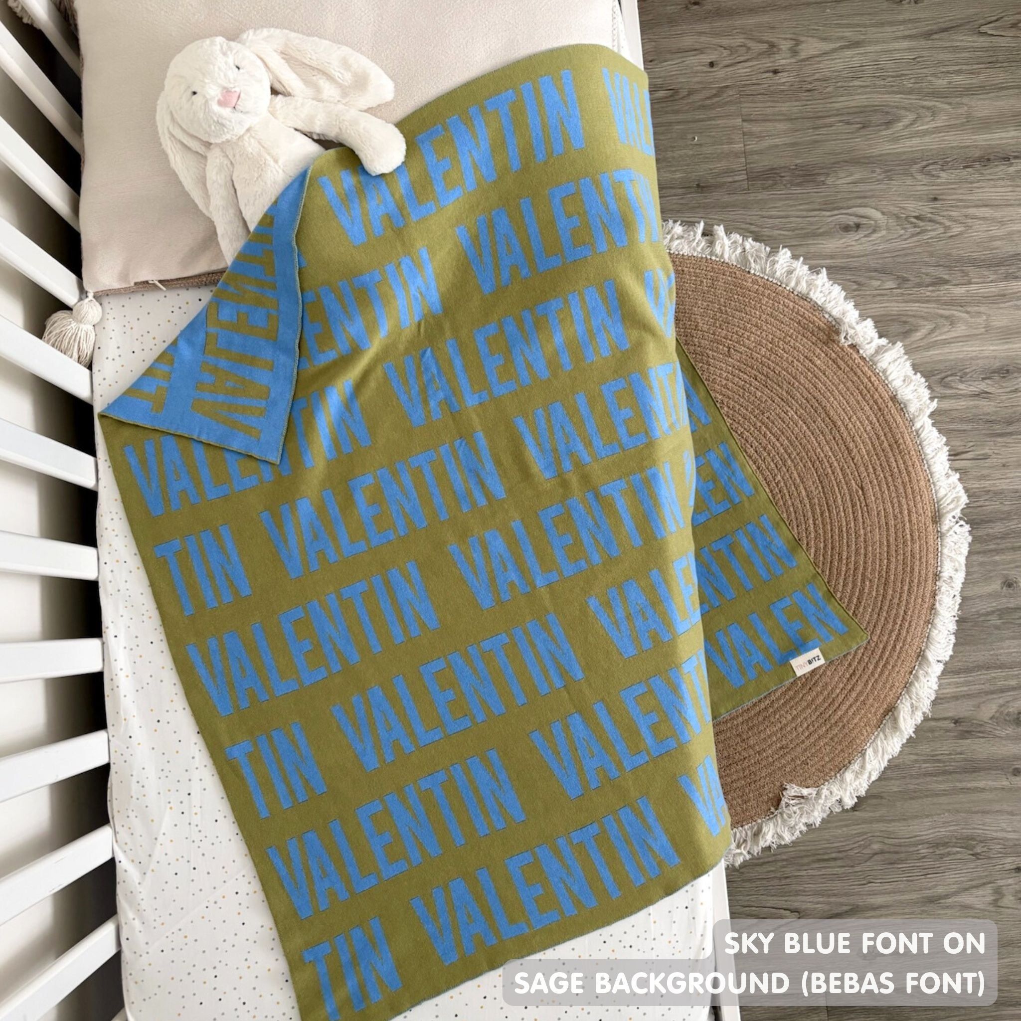 Personalized Blanket for Babies (Sage Background)
